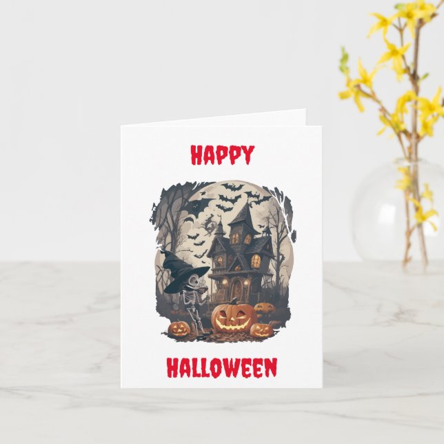 Tarjeta Scary Halloween Design Greet Card (flor amarilla)