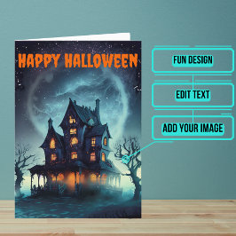 Tarjeta Scary Haunted House Halloween