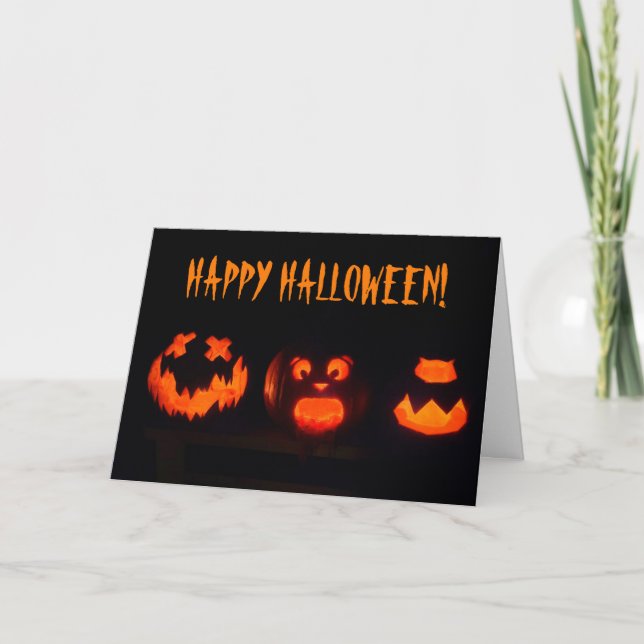 Tarjeta Scary Jack-o'-Lantern Halloween (Anverso)