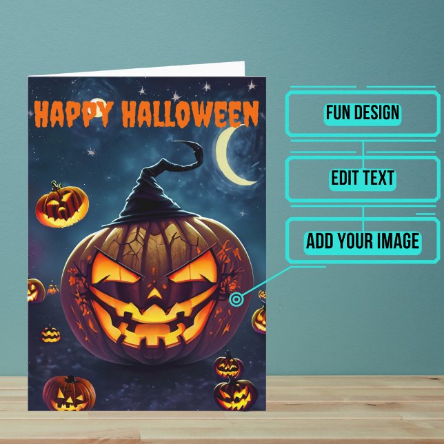 Tarjeta Scary Jack-o'-lantern Halloween (Send a special greeting to a friend at Halloween with this fun card.)