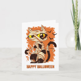 Tarjeta Scary Mummy Cat Feliz Halloween