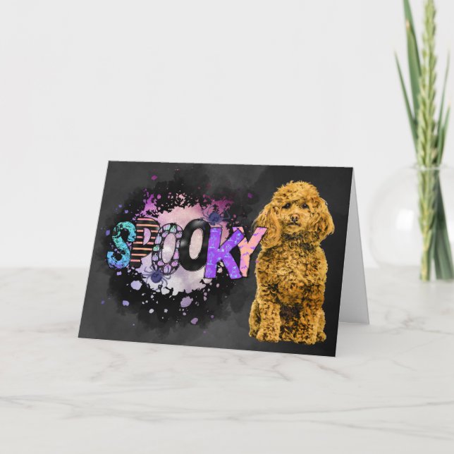 Tarjeta Scary Poodle Spooky Halloween Card (Anverso)