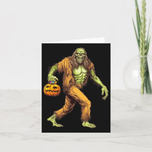 Tarjeta Scary Sasquatch Bigfoot Zombie con Halloween