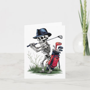 Tarjeta Scary Skeleton Golf Funny Halloween Golf Sports