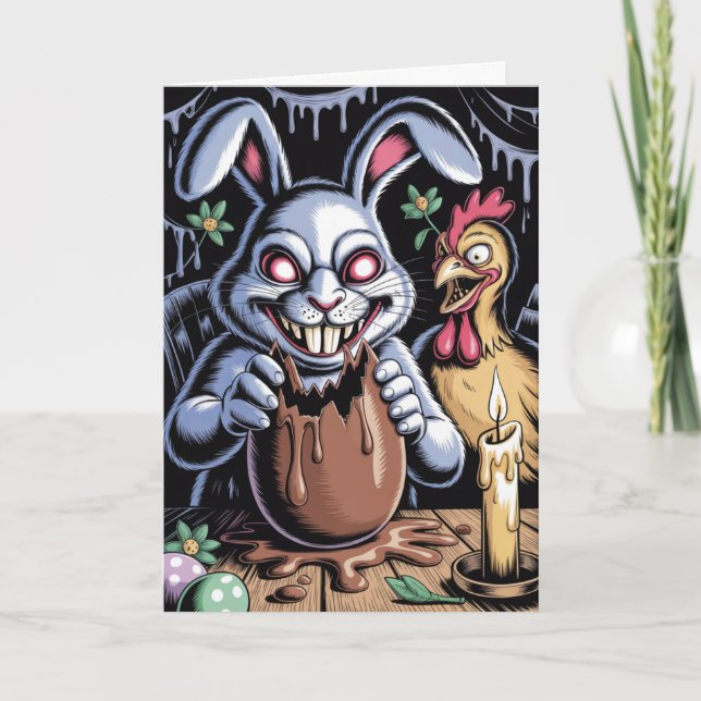 Tarjeta Scary Surreal Horror Easter Card Dark Holiday  (Anverso)