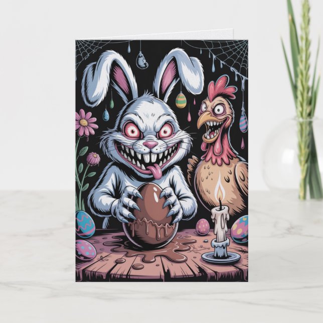 Tarjeta Scary Surreal Horror Easter Card Dark Holiday  (Anverso)