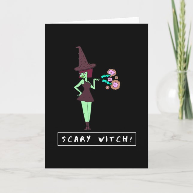 Tarjeta Scary Witch Funny Halloween (Anverso)