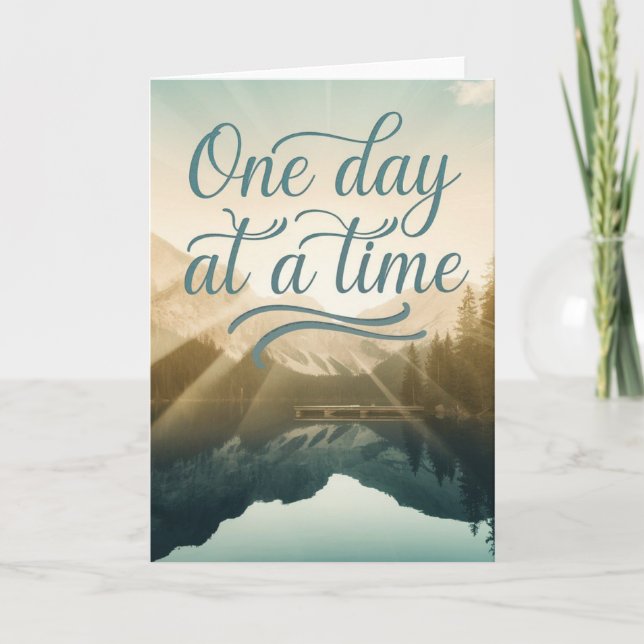 Tarjeta Scenic Mountain Lake "One Day at a Time" card (Anverso)