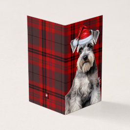 Tarjeta Schnauzer Christmas Dog with Red Holiday Plaid