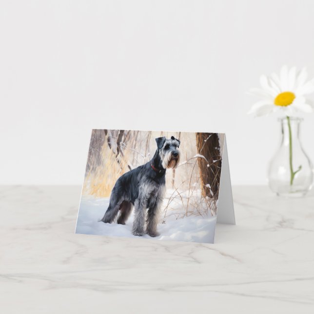 Tarjeta Schnauzer Deja que nieve Navidad (Planta pequeña)