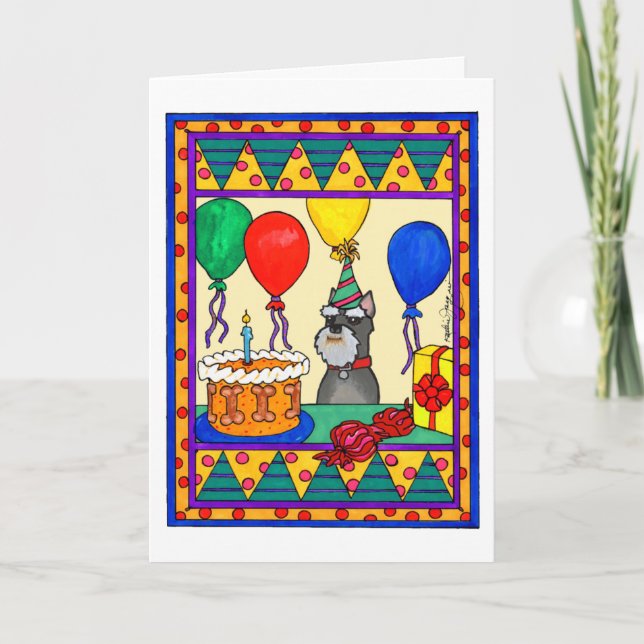 TARJETA SCHNAUZER DEL CUMPLEAÑOS (Anverso)