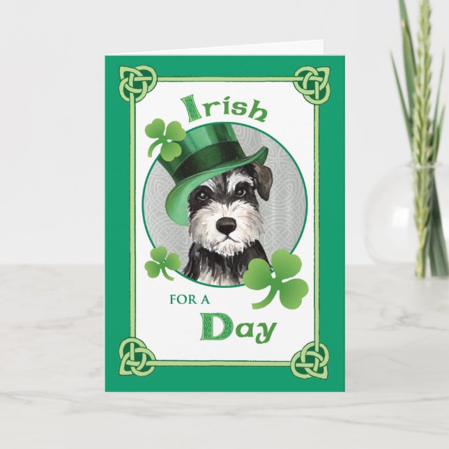 Tarjeta Schnauzer en miniatura del Día de San Patricio (Anverso)