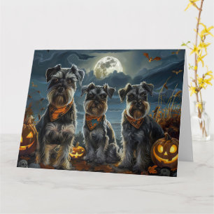 Tarjeta Schnauzer Halloween Spooky