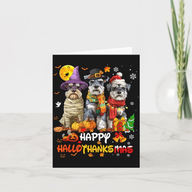 Tarjeta Schnauzer Happy Hallothanksmas Dog Lover Christmas (Anverso)