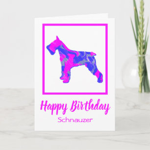 Tarjeta Schnauzer Hot Pink Silhouette Dog Funny Cumpleaños