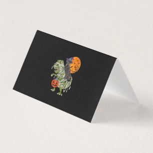 Tarjeta Schnauzer montando momia de Halloween Dinosaurio