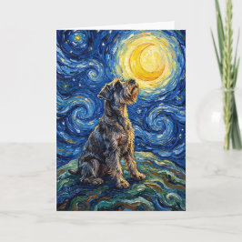 Tarjeta Schnauzer Starry Night Painting