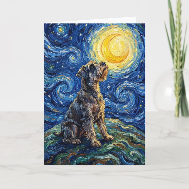Tarjeta Schnauzer Starry Night Painting (Anverso)