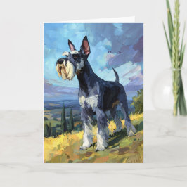 Tarjeta Schnauzer Sunlit Countryside Landscape Art