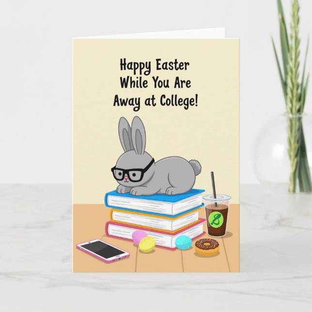 Tarjeta Scholarly Holiday Rabbit Card (Anverso)