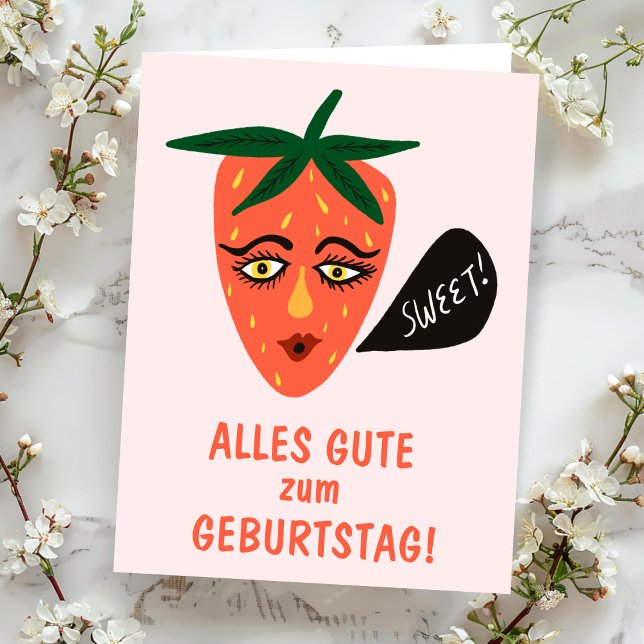 Tarjeta schönen Geburtstag Alles Gute lustig süße Erdbeere (geburtstag karte)