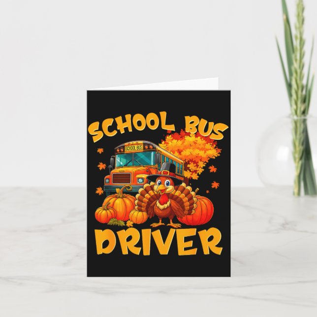 Tarjeta School Bus Driver Turkey Thanksgiving Gift  (Anverso)