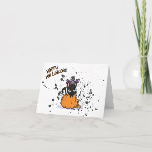 Tarjeta Schwarze Halloween-Katze Happy Halloween
