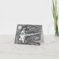 SCI FI SPACE WITY COMET CAT HUMOR BLK/WHT Blank