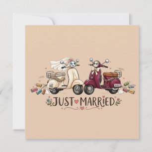 Tarjeta Scooters Monos de Casados Regalo de Boda