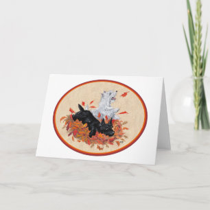 Tarjeta Scottie y Westie Hojas Caídas