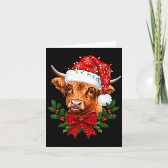 Tarjeta Scottish Highland Cow Christmas Funny Cow Lover Xm (Anverso)