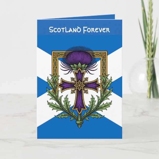Tarjeta Scottish Motif Cross and Crowned Thistle Saltire (Anverso)