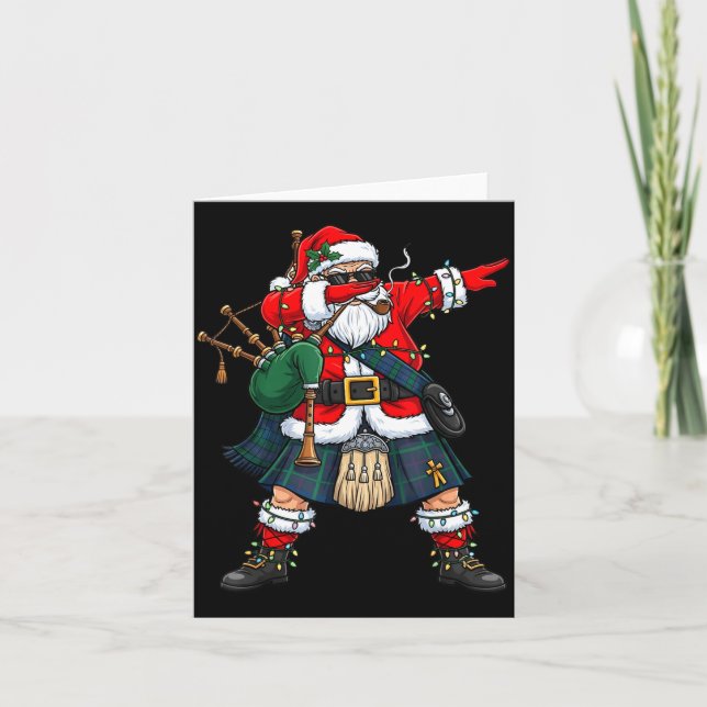 Tarjeta Scottish Santa Bagpes Dabbing Christmas Funny Holi (Anverso)