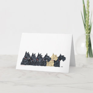 Tarjeta Scottish Terriers negros y trigueños