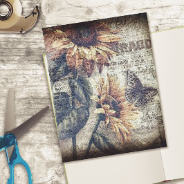 Tarjeta Scrapbook Rustic Sunflower Butterfly Ephem