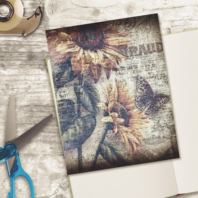 Tarjeta Scrapbook Rustic Sunflower Butterfly Ephem (Subido por el creador)