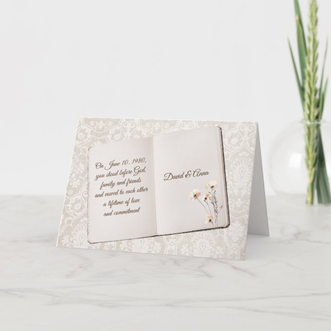 Tarjeta Scrapbook Sobre Damask Para Aniversario (Anverso)