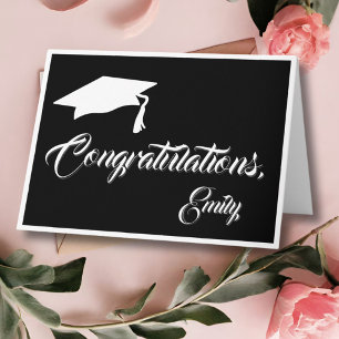 Tarjeta Script de Felicitaciones Negro Moderno para Gradua