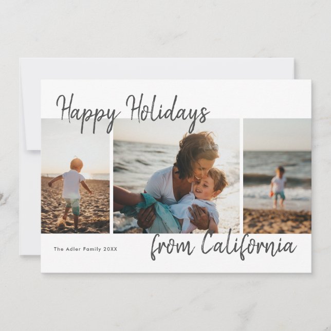 Tarjeta Script Felices Fiestas de Photo Holiday (Anverso)