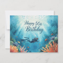 Tarjeta Scuba 50th birthday underwater birthday card 