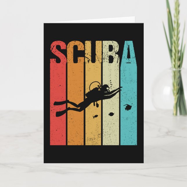 Tarjeta Scuba Diver Vintage Retro (Anverso)