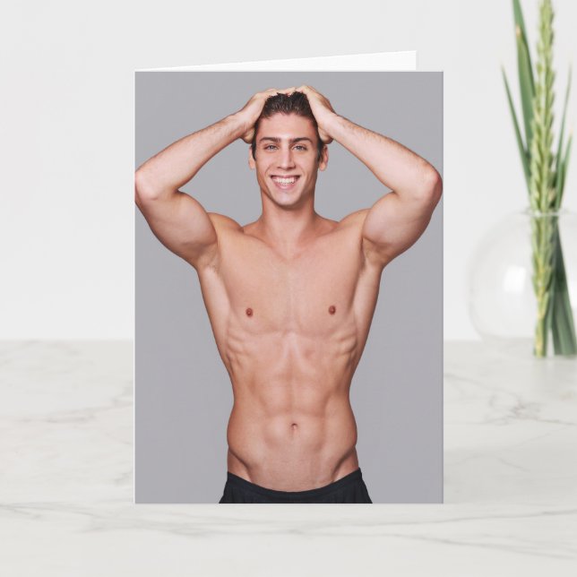 Tarjeta Sculptured Smile Hot Guy Greetings Card (Anverso)