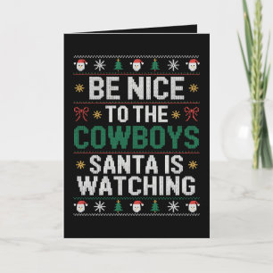 Tarjeta Sé Amable Con Los Vaqueros Santa Está Observando X