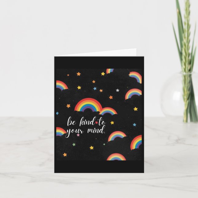 Tarjeta Sé Amable Con Tu Mente Pegatina Arcoiris (Anverso)