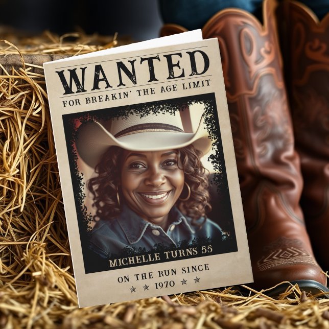 Tarjeta Se busca Poster Funny Senior Feliz Cumpleaños (Wanted Poster Funny Senior Happy Birthday Card
)