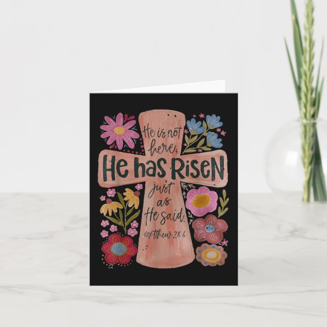 Tarjeta Se Ha Elevado La Flora Cristiana De Boho En Pascua (Anverso)