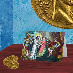 Tarjeta Se juzga a Santa Filomena ante el emperador Diocle