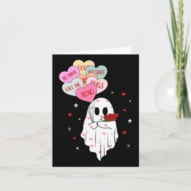 Tarjeta Sé Mi Boo San Valentín Fantasma Con Globo Feliz Dí (Anverso)