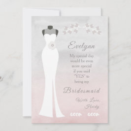 Tarjeta Sé mi dama de honor - vestido de novia blanco con