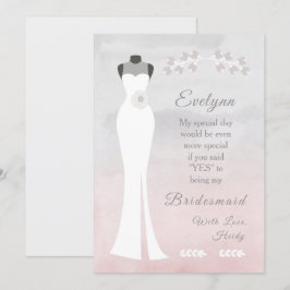 Tarjeta Sé mi dama de honor - vestido de novia blanco con 